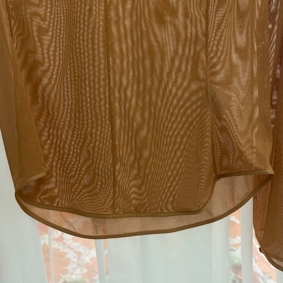 Mame Kurogouchi Uniqlo long sleeve brown mesh shirt - Picture 4 of 7
